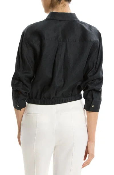 Theory Fixed Sleeve Linen Button-up Shirt In Black