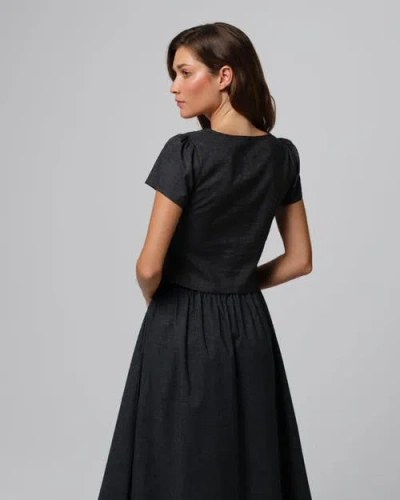 Juana Hemp Blend Button Front Top In Black