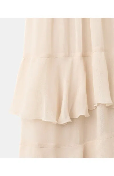 Mango Ruffled Skirt With Bow In Nude