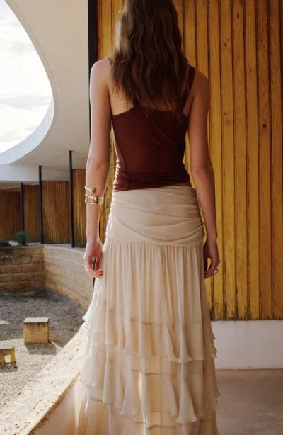 Mango Ruffled Skirt With Bow In Nude