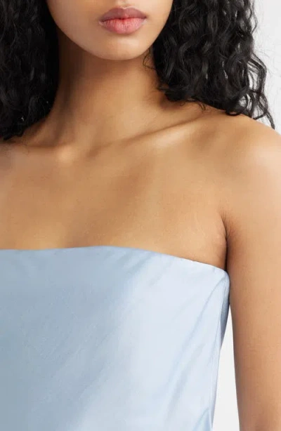 Mango Azur Strapless Crop Top In Blue