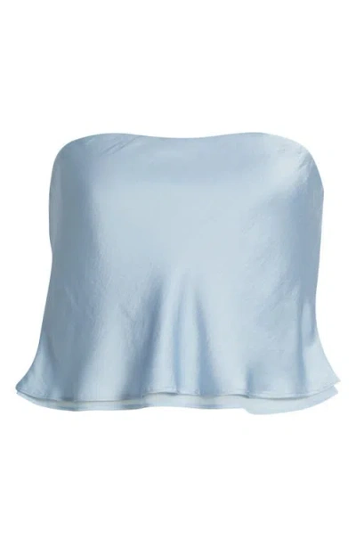 Mango Azur Strapless Crop Top In Blue