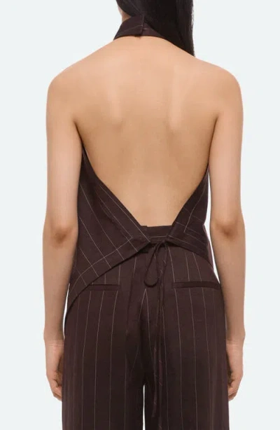 Helmut Lang Halter Scarf Top In Brown Multi