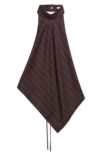 Helmut Lang Halter Scarf Top In Brown Multi