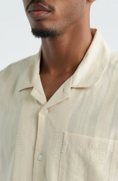 Obey Samuel Texture Stripe Camp Shirt In White