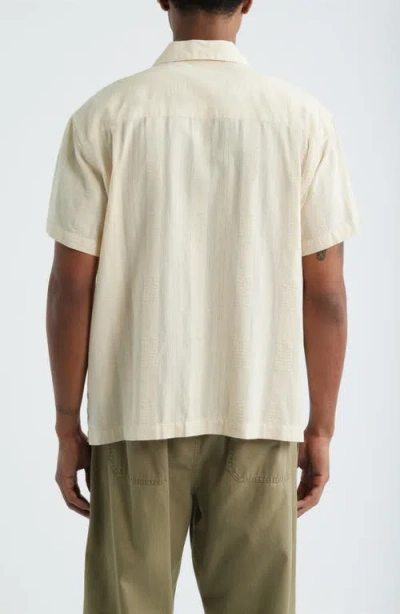 Obey Samuel Texture Stripe Camp Shirt In White