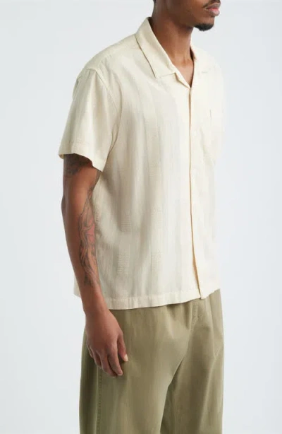 Obey Samuel Texture Stripe Camp Shirt In White
