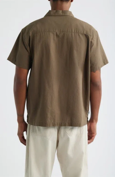 Obey Perry Woven Button Down Canteen In Brown