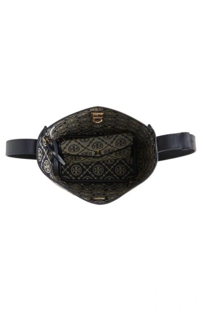 Tory Burch Lock T Monogram Slim Medium Bucket Bag Tory Navy In Multi