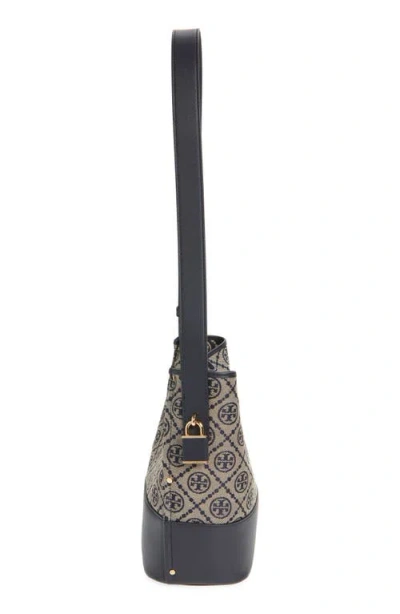 Tory Burch Lock T Monogram Slim Medium Bucket Bag Tory Navy In Multi