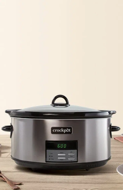 Crock-pot 7-quart Metal Programmable Slow Cooker In Silver