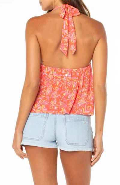 Roxy Fairweather Split Front Halter Top In Orange