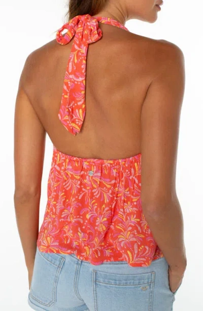 Roxy Fairweather Split Front Halter Top In Orange