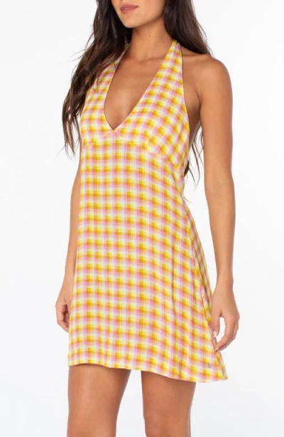 Roxy Beach Day Check Halter Minidress In Multi