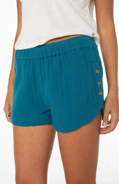 Roxy Seafront Cotton Shorts In Blue
