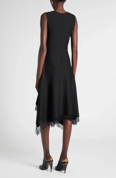 Alexander Mcqueen Lace-trim Asymmetric Dress In Black