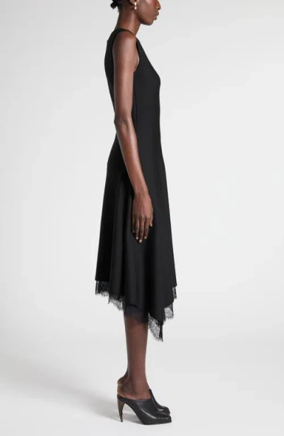 Alexander Mcqueen Lace-trim Asymmetric Dress In Black