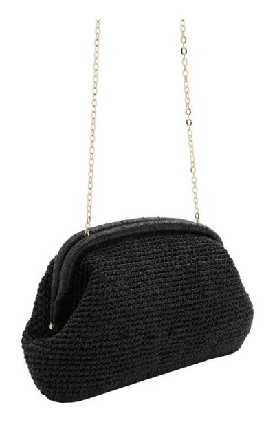 Mango Metallic Frame Clutch In Black