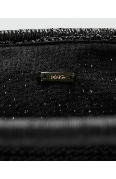 Mango Metallic Frame Clutch In Black