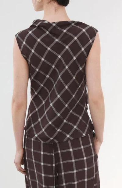Mango Check Cap Sleeve Top In Brown