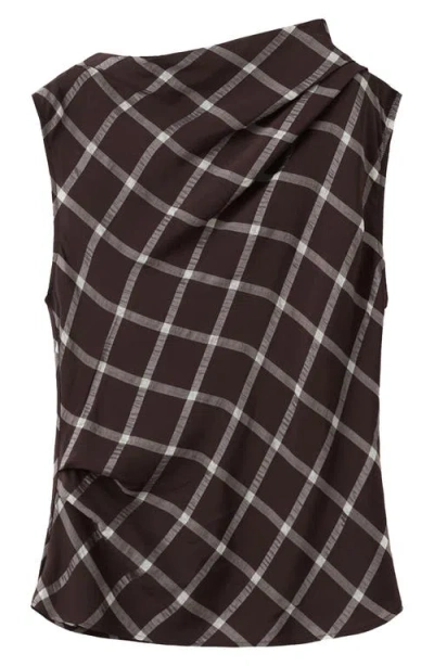 Mango Check Cap Sleeve Top In Brown
