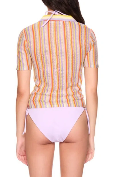 Susana Monaco Stripe Collar Sweater In Multi