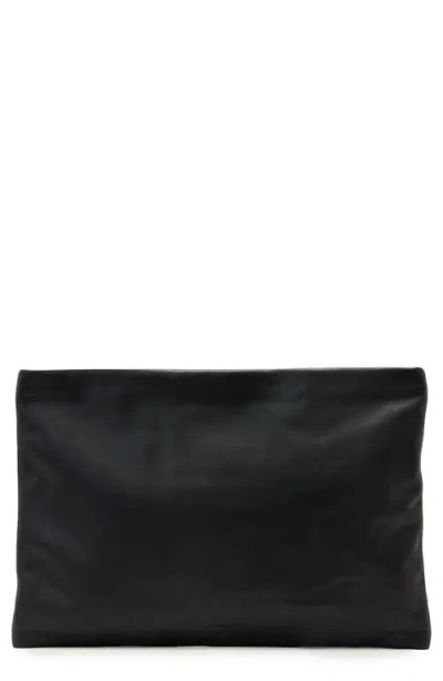 Allsaints Leather Bettina Large Leather Clutch Bag In Black