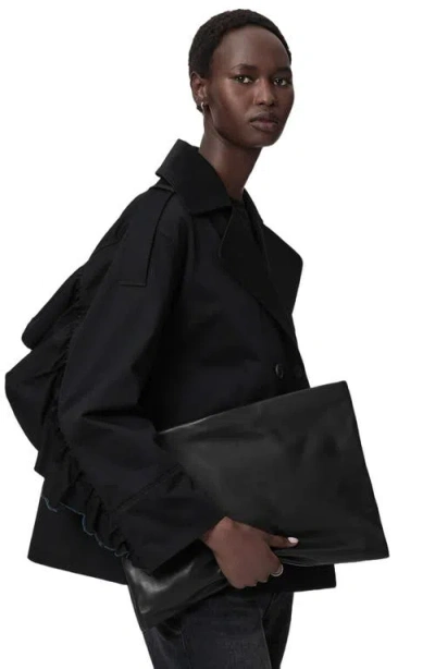 Allsaints Leather Bettina Large Leather Clutch Bag In Black