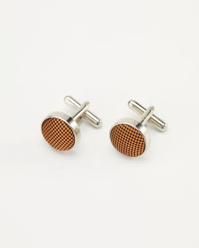 Knottery & Co Twill Silk Cufflinks In Brown