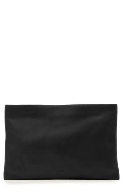 Allsaints Leather Bettina Large Leather Clutch Bag In Black