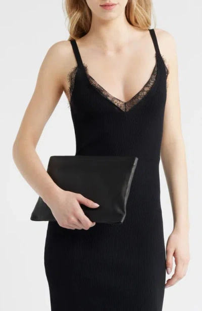 Allsaints Leather Bettina Large Leather Clutch Bag In Black