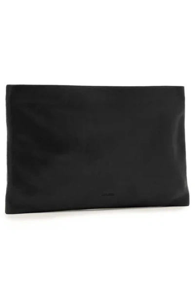 Allsaints Leather Bettina Large Leather Clutch Bag In Black