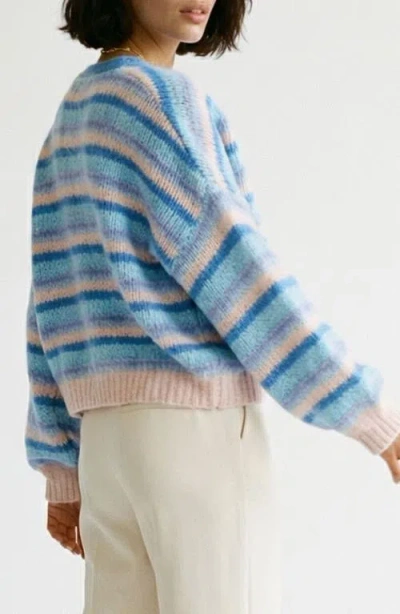 Vero Moda Maybe Stripe Open Front Cardigan In Blue