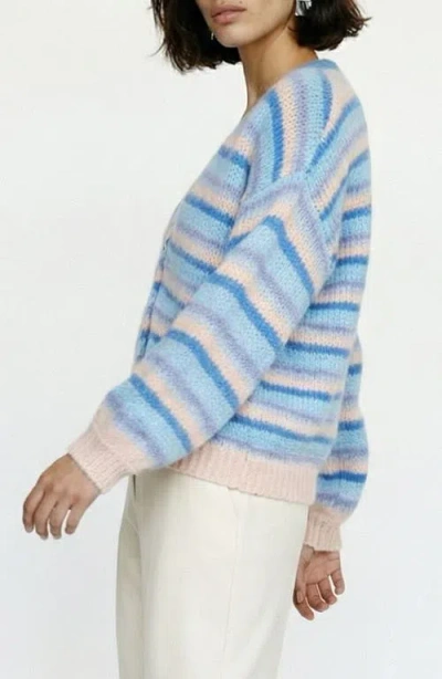 Vero Moda Maybe Stripe Open Front Cardigan In Blue