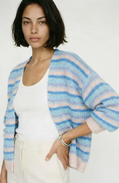Vero Moda Maybe Stripe Open Front Cardigan In Blue