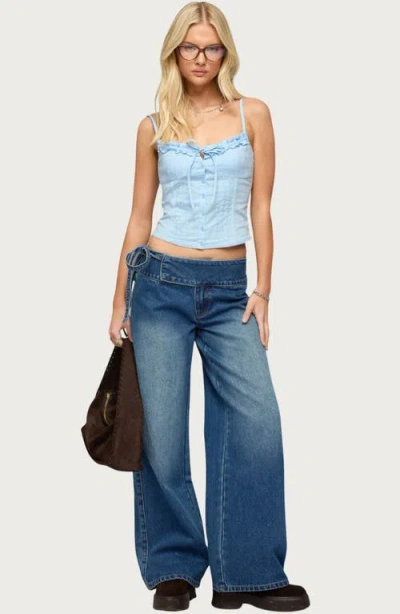Edikted Kerah Ruffle Button-up Camisole In Blue