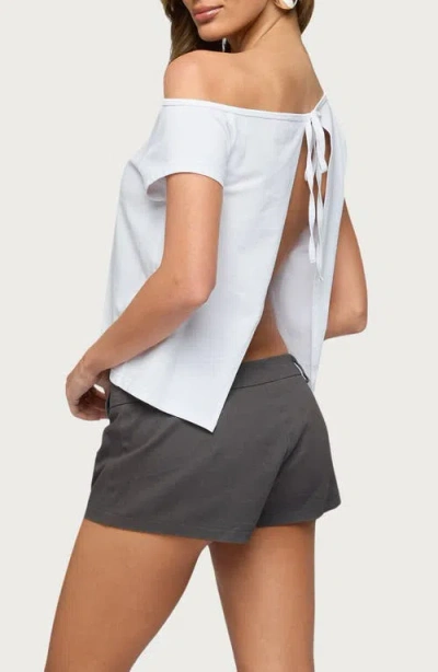 Edikted Off The Shoulder Split Open Back Top In White
