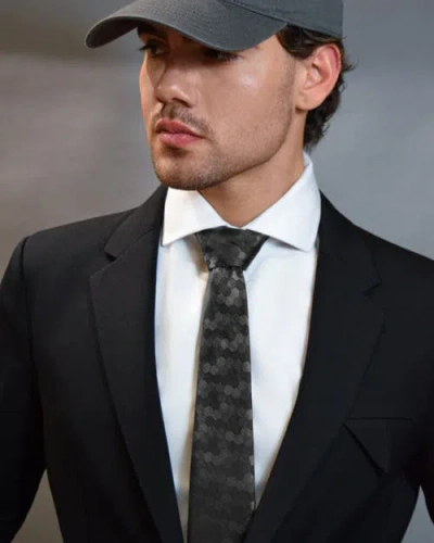Knottery & Co Hexloop Silk Jacquard Tie In Black