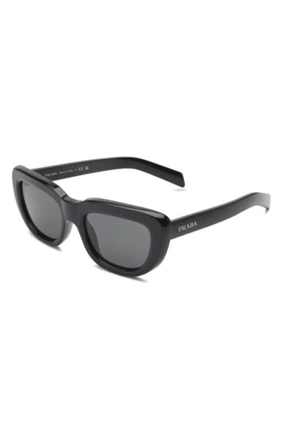 Prada 53mm Rectangular Sunglasses In Black