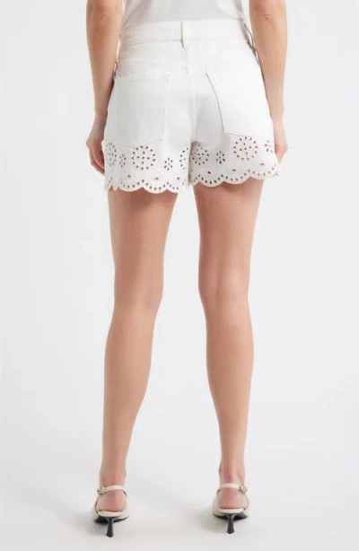 Frame Womens White The Eyelet Embroidered-hem Denim Shorts