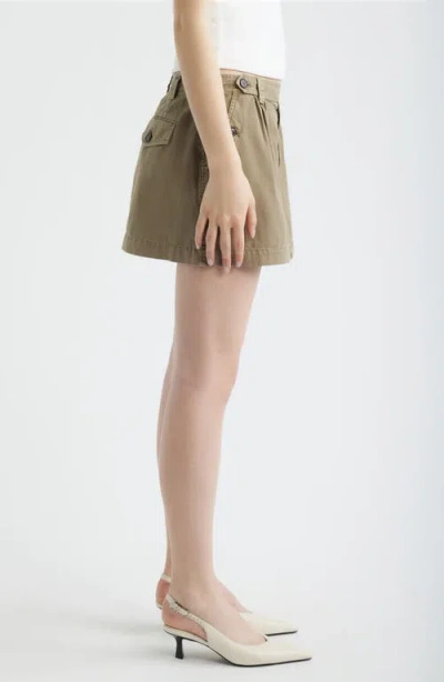 Frame Pleated Twill Skirt In Multi