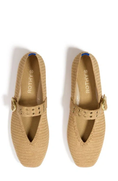Rothys Women's Max Buckle Knit Mesh Mary Jane Flats In Nude