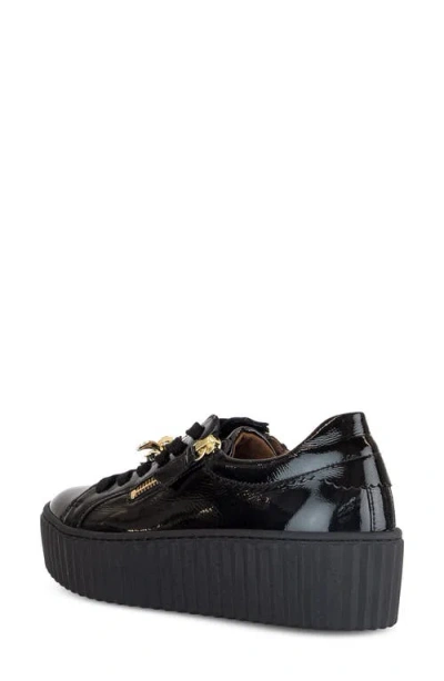 Gabor Platform Zip Sneaker In Black