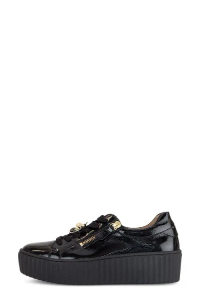 Gabor Platform Zip Sneaker In Black