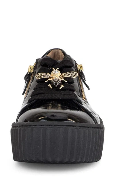 Gabor Platform Zip Sneaker In Black