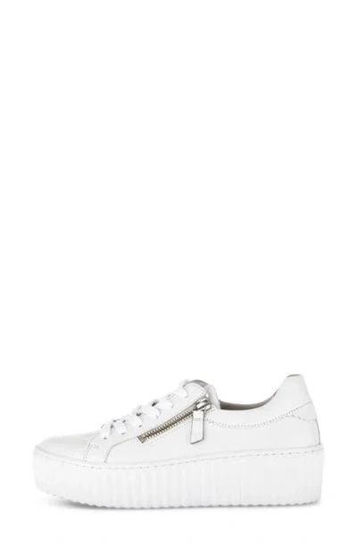 Gabor Platform Zip Sneaker In White