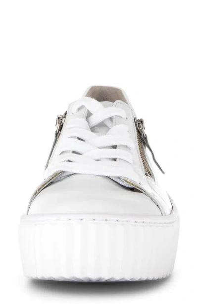 Gabor Platform Zip Sneaker In White