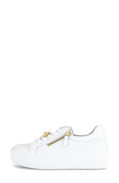 Gabor Platform Zip Sneaker In White