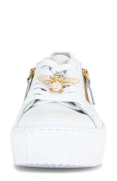 Gabor Platform Zip Sneaker In White