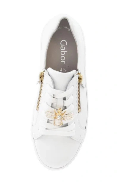 Gabor Platform Zip Sneaker In White